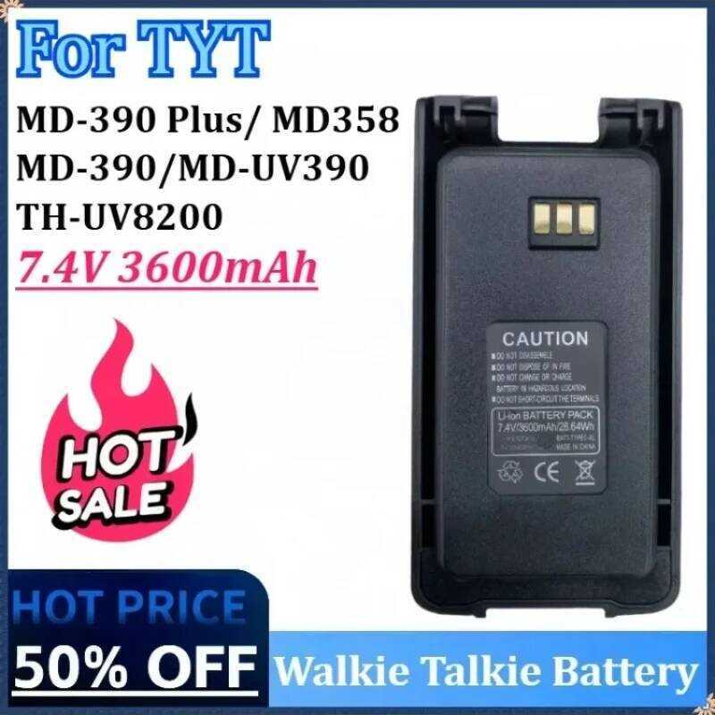 Li-n แบตเตอรี่ สำหรับวิทยุสื่อสาร MD-390 Plus 7.4V 3600mAh รุ่นใหม่ TYT MD-680 ชาร์จ Type-C สำหรับ M