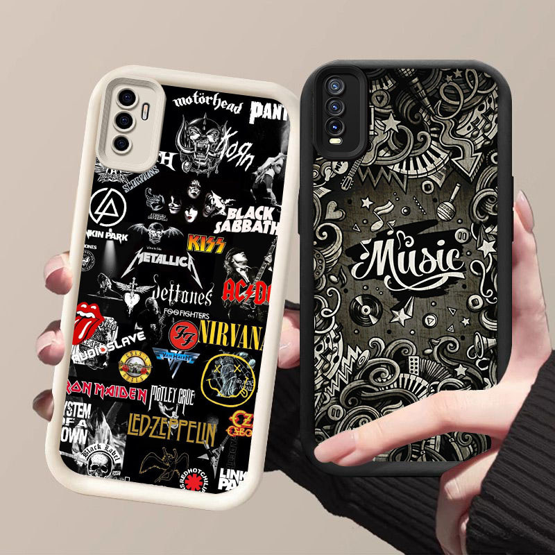 HK-42 Rock Band ปลอกกันกระแทกสําหรับซิลิโคนสีดําและสีขาว VIVO iQOO Y20 Y20S S1 Y11S 13 10 Turbo NEO 