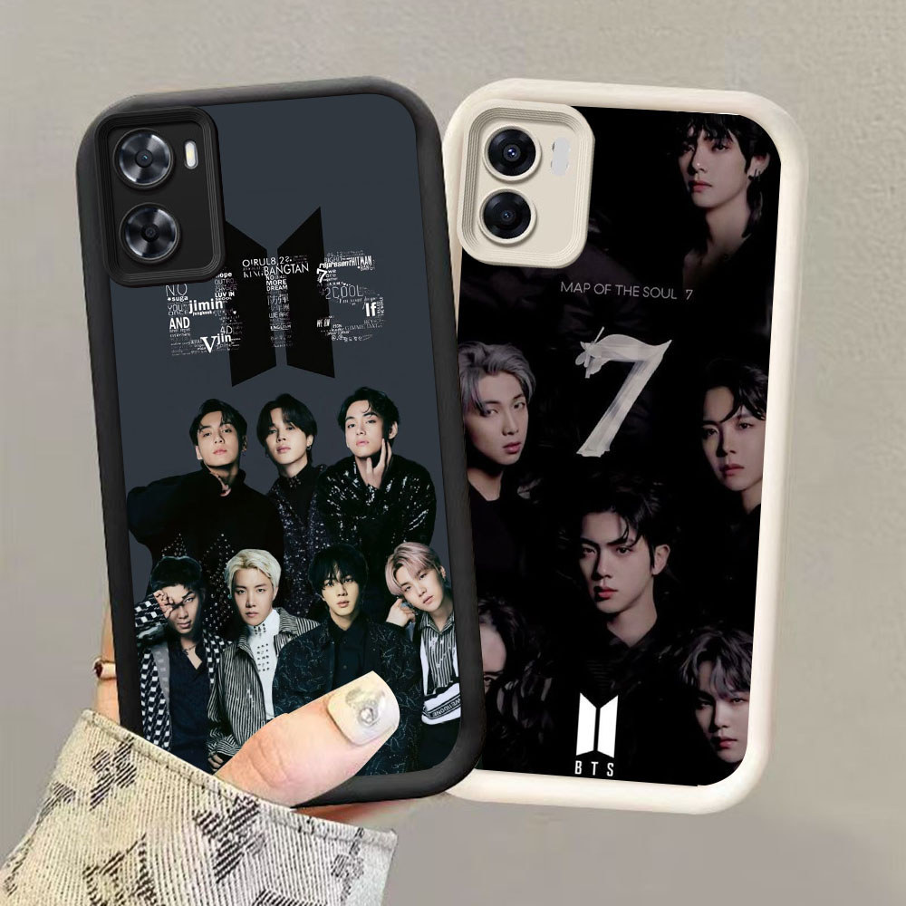 HK-32 เกาหลี BTS ปลอกกันกระแทกสําหรับซิลิโคนสีดําและสีขาว OPPO Realme A76 A77s 9i C33 A96