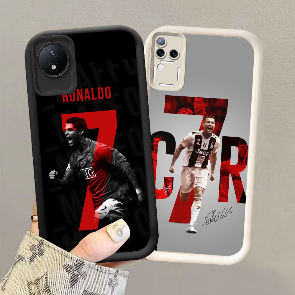 HK-24 ฟุตบอล star Ronaldo ปลอกกันกระแทกสําหรับซิลิโคนสีดําและสีขาว VIVO V30 Y02a V30E V50 Y02 T4 Y02