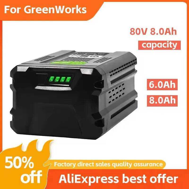 6.0Ah แบตเตอรี่ลิเธียมไอออน สำหรับเปลี่ยนใหม่ 80V Greenworks ปี 2025 สำหรับ GBA80200 GBA80250 GBA804