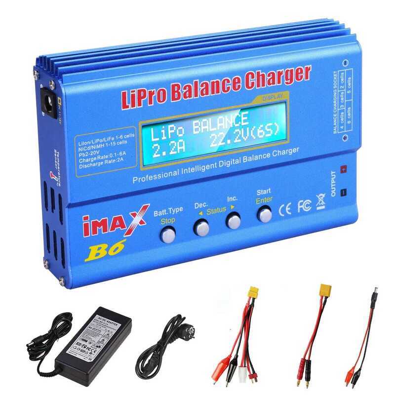 IMAX ชาร์จแบตเตอรี่ B6 80W RC สำหรับแบตเตอรี่ Lipo NiMh Li-ion Ni-Cd พร้อมเครื่องชาร์จดิจิตอลและอะแด