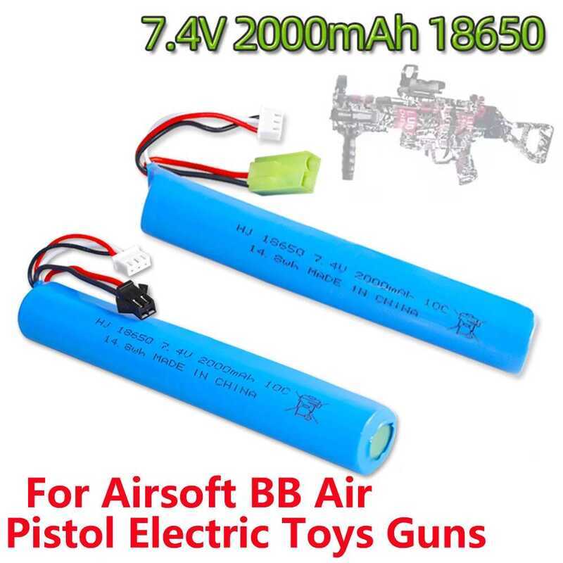 2S 10C 7.4V 2000mAh 18650 แบตเตอรี่ลิโพสำหรับปืนฉีดน้ำ ปลั๊ก SM/Small Tamiya สำหรับปืนอัดลม BB ปืนไฟ