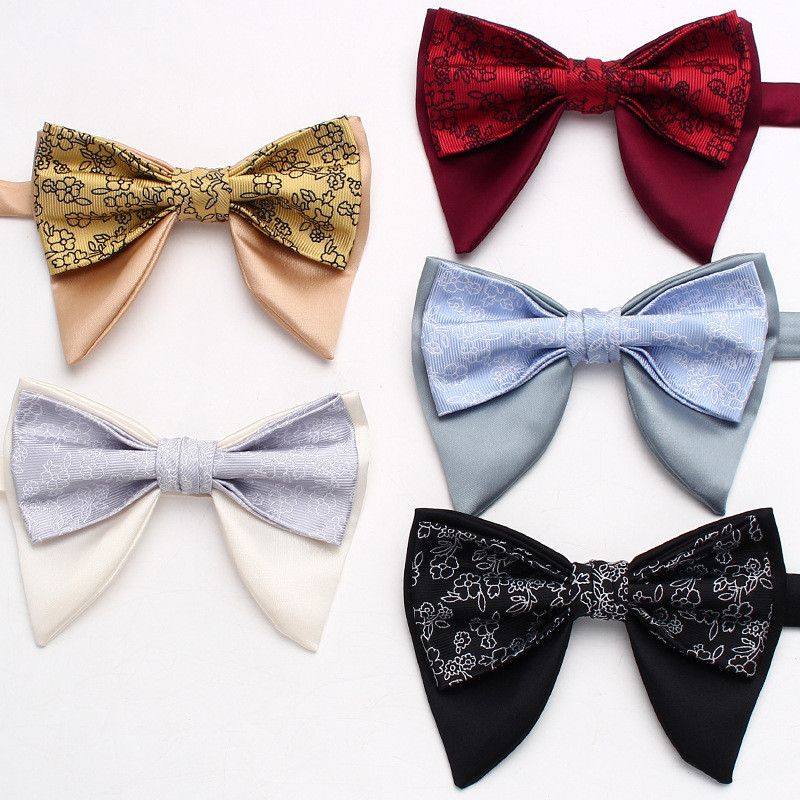 Rael Horn Floral Bow Tie Business Casual Mens Big Bow Tie Retro Striped Horn Bow Tie งานแต่งงาน Bow 