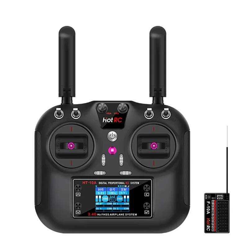 ▥ พรีเมี่ยม HOTRC Ht-10A 2.4 Ghz 10-Channel ชุดรีโมทคอนโทรลสําหรับเครื่องบิน Rc, ยานพาหนะ, เรือ
