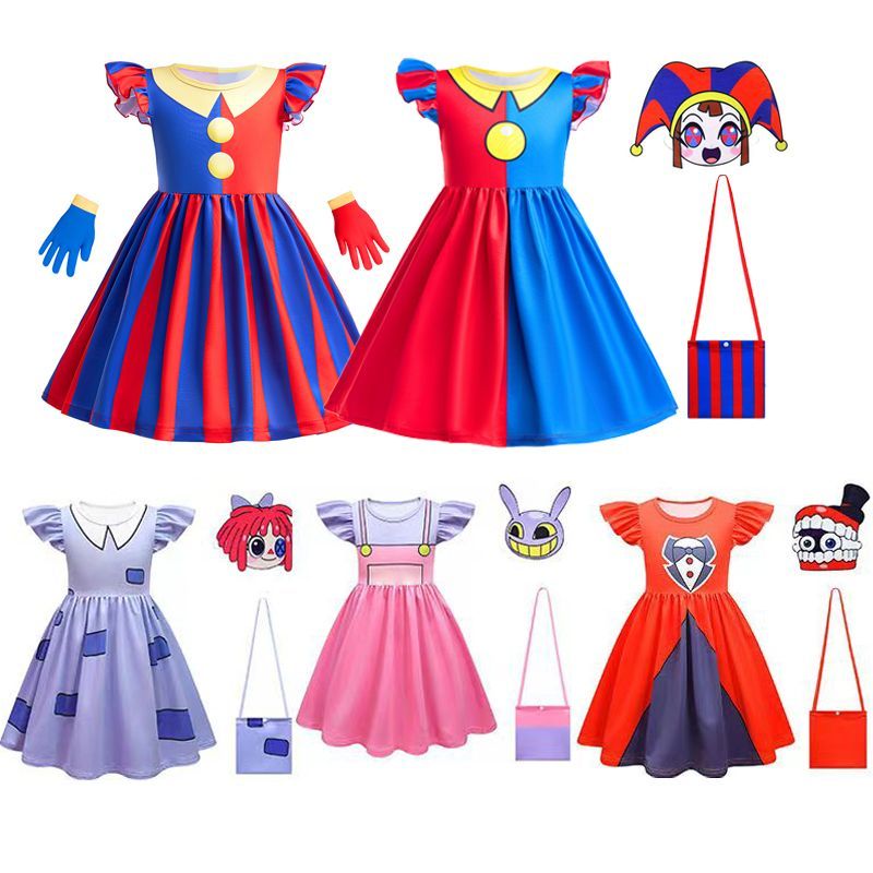 เด็ก Magic ตัวเลข Circus เสื้อผ้าสาว Pomni กระโปรง Clown Pomni ฮาโลวีนประสิทธิภาพ Cos เครื่องแต่งกา