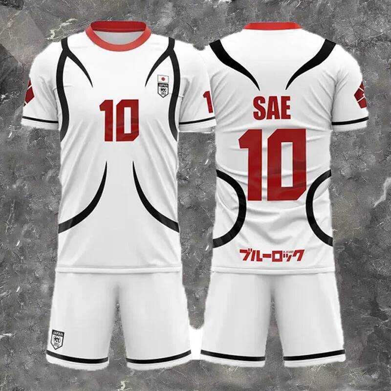 Blue ชุดคอสเพลย์การ์ตูนสีขาว Lock Japan U20 สำหรับผู้ชาย เสื้อเจอร์ซีย์ฤดูร้อน ชุดแขนสั้นสำหรับผู้ให