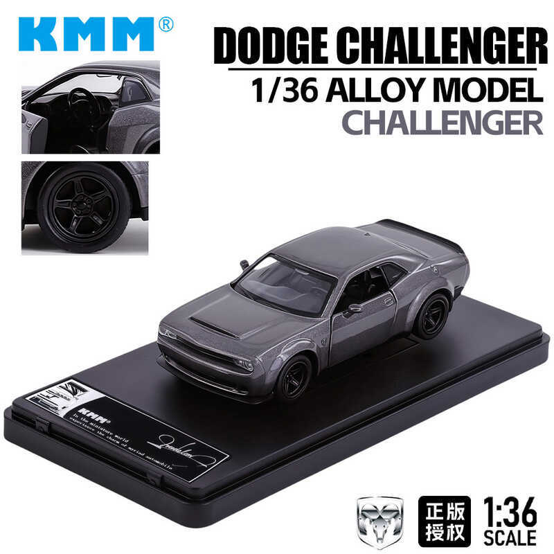 KMM KMM554040กล่องกล่องป้าย 1: 36 Dodge Challenger จําลองเด็กดึงกลับรุ่นรถของเล่นรุ่นรถ & Diecast