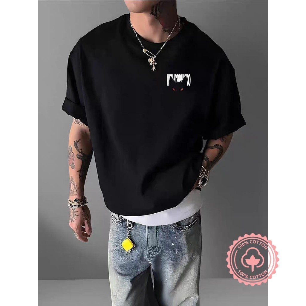 Basi เสื้อผู้ชาย เสื้อยืด oversize สตรีท เกรดพรีเมียม โคตรนุ่ม เสื้อคอตตอน100% ไม่หดตัวลาย ลาย "HRH