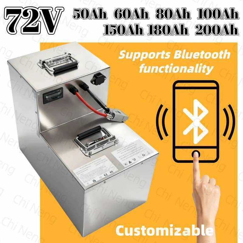 Lifepo4 แบตเตอรี่ลิเธียม 72V 50Ah 60Ah 70Ah 80Ah 100Ah 150Ah 180Ah 200Ah สำหรับมอเตอร์ไซค์ รถสามล้อ