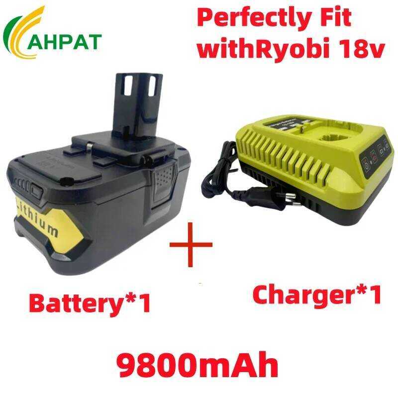 9800Ah 18v สำหรับแบตเตอรี่ RYOBI 18V One+ Plus 18 โวลต์ ลิเธียมไอออน เครื่องมือไฟฟ้า P104 P107 RB18L