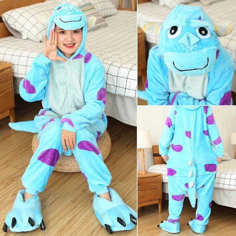 C Kigurumi Sulley Cartoon Pajamas Onesies Adults Women Men Animal Pyjamas Jumpsuits Christmas Hallo