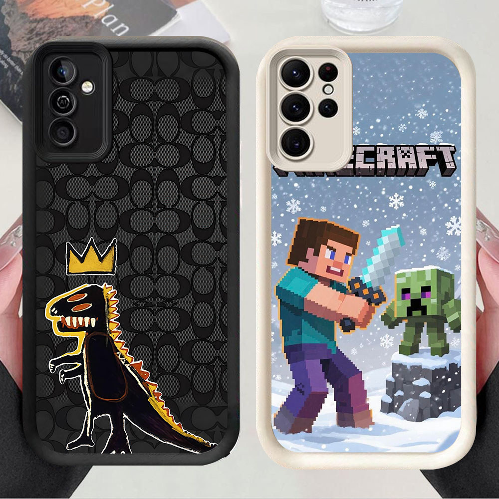 TS-76 Minecraft เคสกันกระแทกสําหรับ Samsung A55 A54 M15 S25 S24 S21 FE Ultra