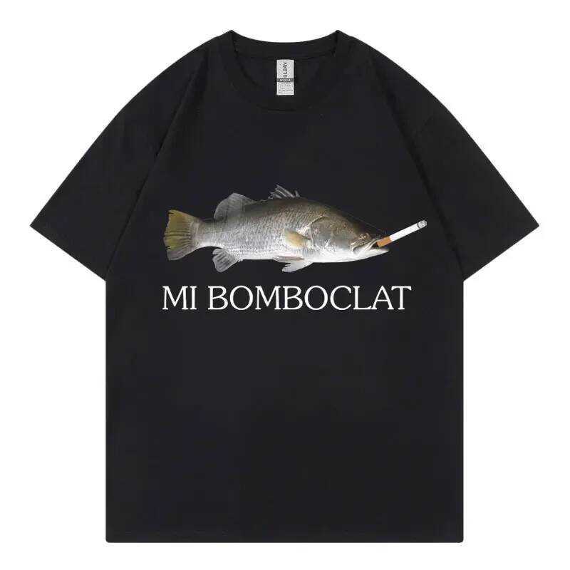 Bomboclat ตลกเสื้อยืด Fih Meme แฟชั่นสตรีทเทรนด์ Y2k เสื้อยืดแขนสั้นผู้หญิงสไตล์วินเทจ Haruku