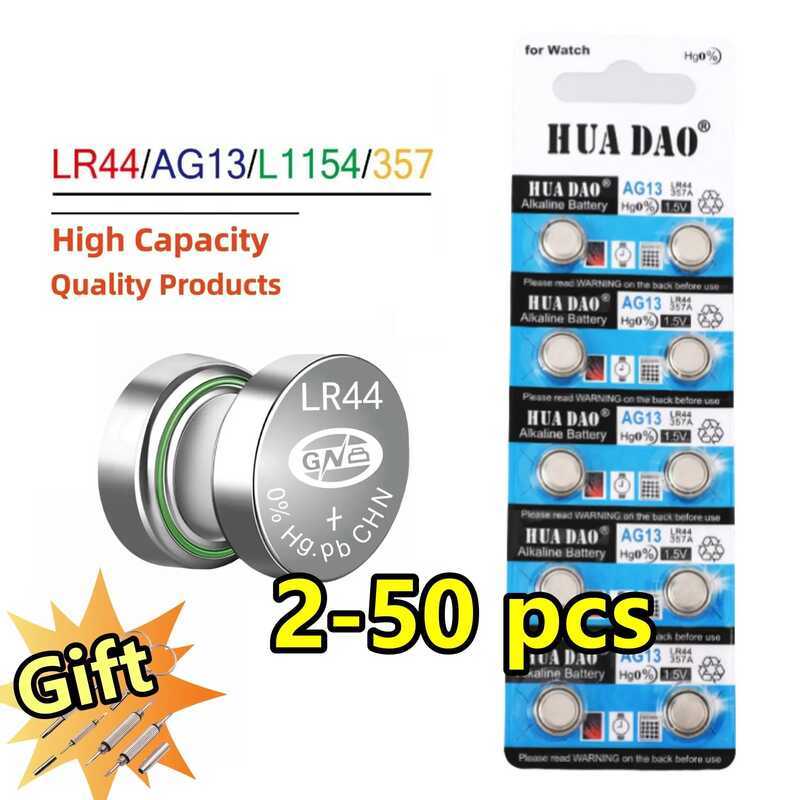 ชิ้น 2-50 1.55V AG13 LR44 L1154 RW82 SR1154 SP76 แบตเตอรี่ปุ่ม SR44 A76 LR1154 GP7 เซลล์เหรียญ นาฬิก