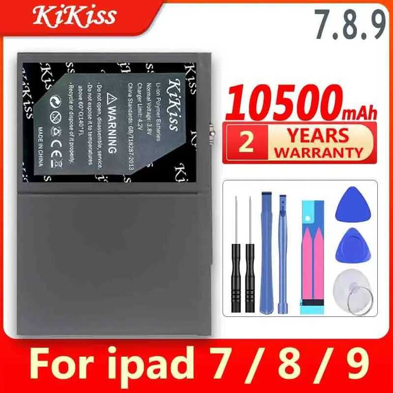 KiKiss แบตเตอรี่ 10500mAh สำหรับ iPad 7 8 9 รุ่น A2197 A2200 A2198 A2199 A2270 A2428 A2429 A2430