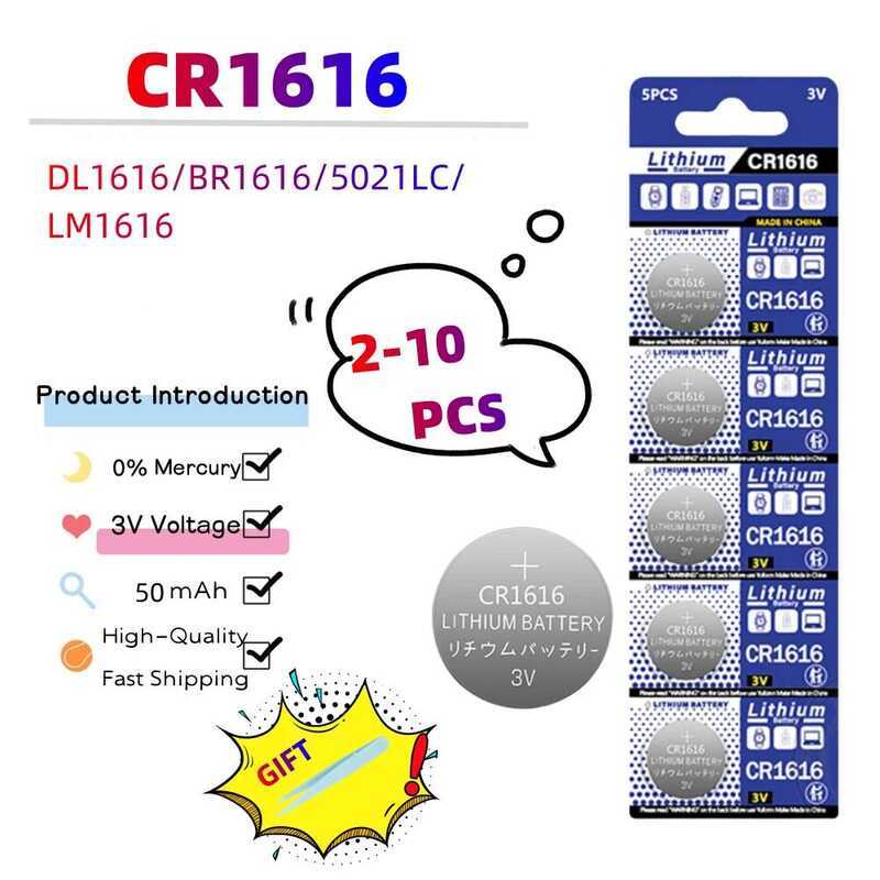 ชิ้น 2-10 แบตเตอรี่ลิเธียมแบบปุ่ม 3V CR1616 DL1616 BR1616 ECR1616 5021LC L11 L28 LM1616 CR 1616 แบตเ