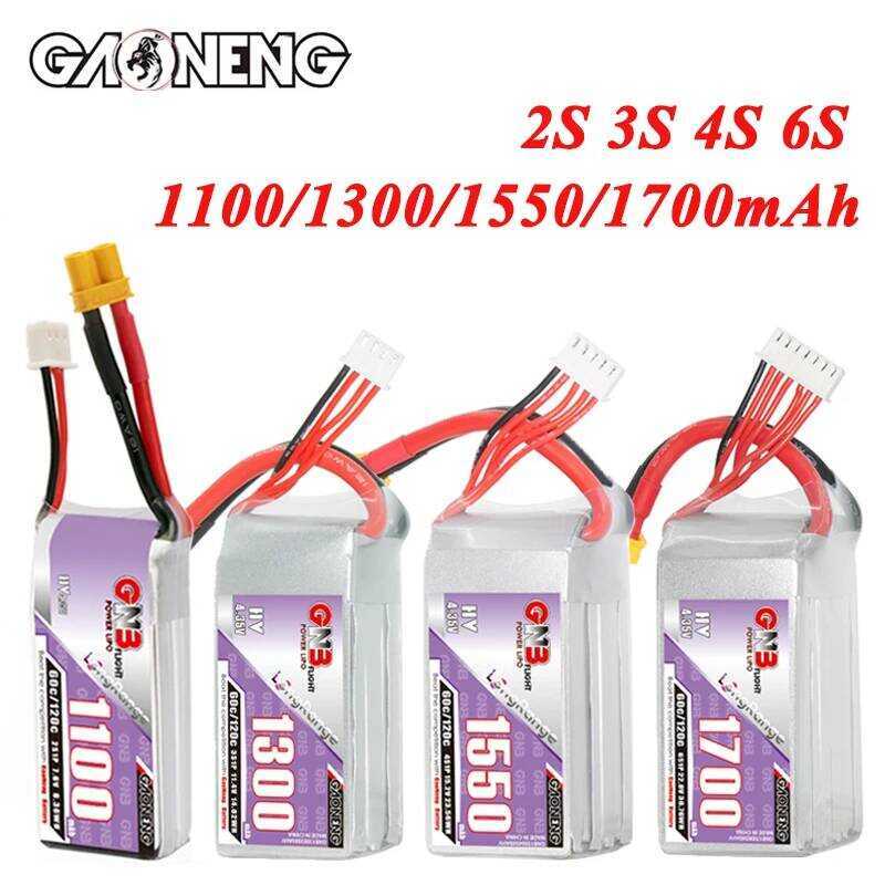 GNB แบตเตอรี่ลิโพ 2S 3S 4S 6S 1100mAh 1300mAh 1550mAh 1700mAh 60C/120C สำหรับโดรนแข่ง FPV ควอดคอปเตอ