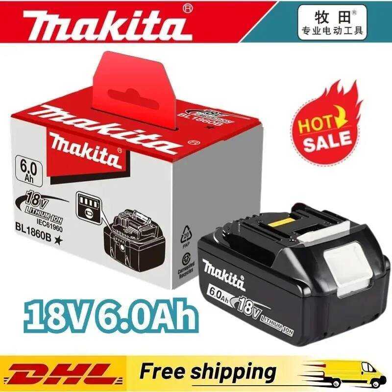 18V แบตเตอรี่ 6.0Ah ของแท้ สำหรับเครื่องมือไฟฟ้า Makita BL1830， BL1830B， BL1840 ，BL1840B ，BL1850 BL1
