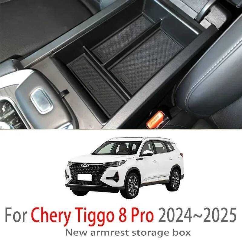 อุปกรณ์เสริมสําหรับ Chery Tiggo 8 Pro 2024 ~ 2025 คอนโซลกลางรถคอนโซลกล่องเก็บ Multiftistorage Auto ช
