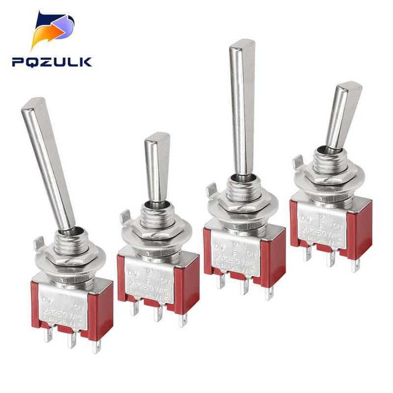 3 ปุ่มสลับขนาดเล็ก 2 ตำแหน่ง OFF ON DPDT SPST DPST 6A 125VAC 3A 250VAC แบบล็อค ด้ามจับแบนสำหรับรถยนต