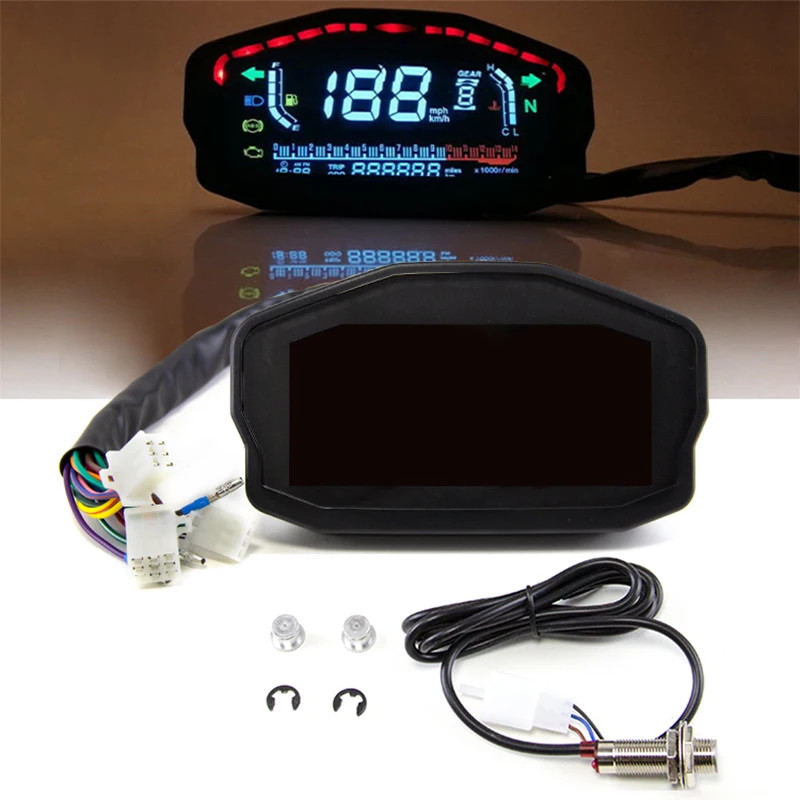 Universal Motorcycle Dashboard RPM Speedometer Instrument LCD Digital Tachometer Panel Meter Odomet
