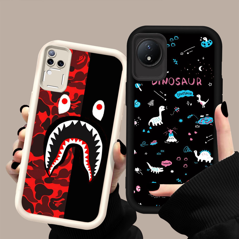 HK-8 Bape Shark 2 ปลอกกันกระแทกสําหรับซิลิโคนสีดําและสีขาว VIVO V30 Y02a V30E V50 Y02 T4 Y02t Y29 Pr