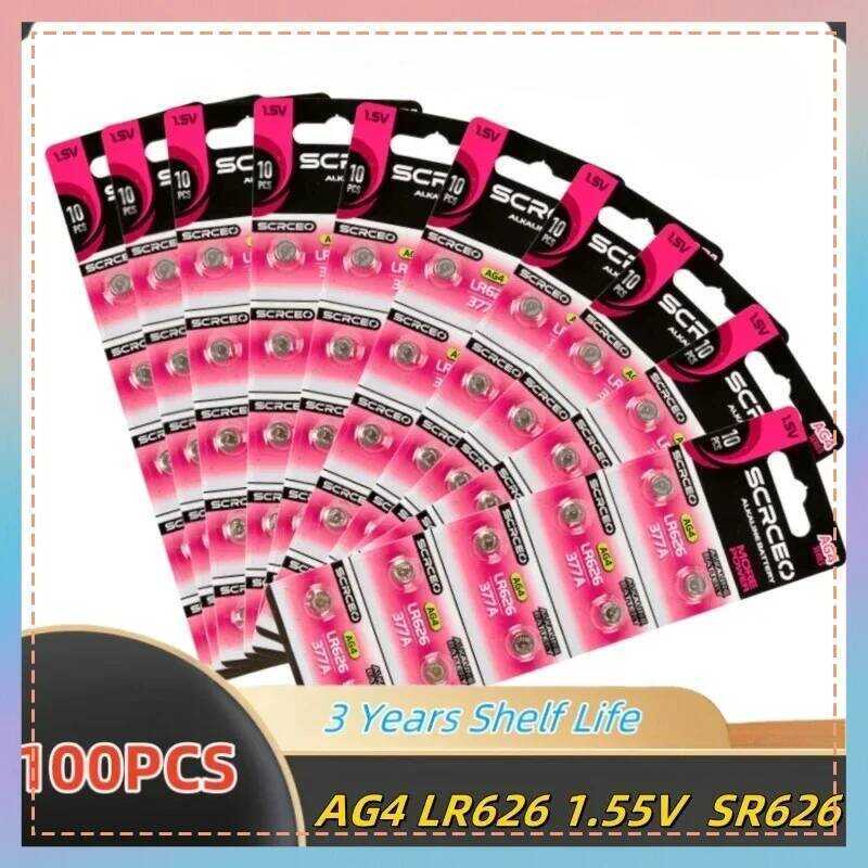 ชิ้น 100 AG4 LR626 แบตเตอรี่นาฬิกาอัลคาไลน์ 1.55V 377 SR626 177 626A 377A CX66W สำหรับของเล่น เครื่อ