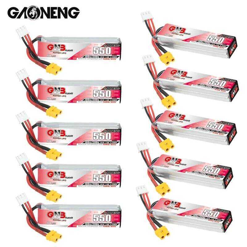 GNB แบตเตอรี่ HV 7.6V 550mAh 100C/200C Lipo Tinyhawk สำหรับเฮลิคอปเตอร์ RC ควอดคอปเตอร์ FPV โดรนแข่ง