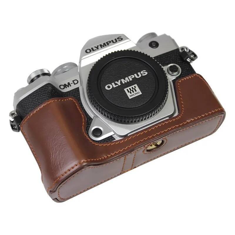 ของแท้หนัง PU cowhide กระเป๋า Body BOX สําหรับ Olympus OM5 EM5 Mark ii iii กล้องแขนป้องกันกล่องฐานแบ