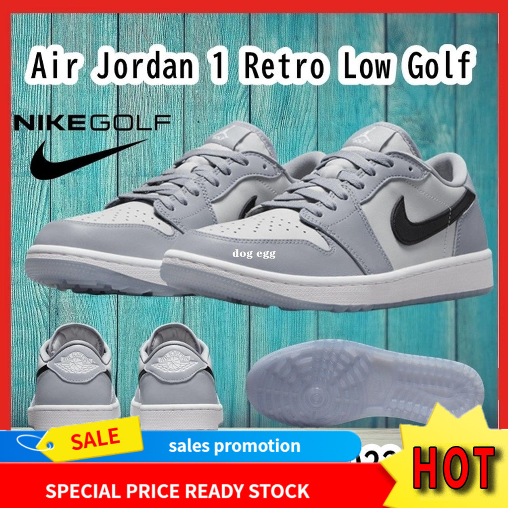 [การประกันคุณภาพ] Jordan 1 Low-Cut Golf Wolf Grey Wolf Grey Black Hook Men Women DD9315-002 b79