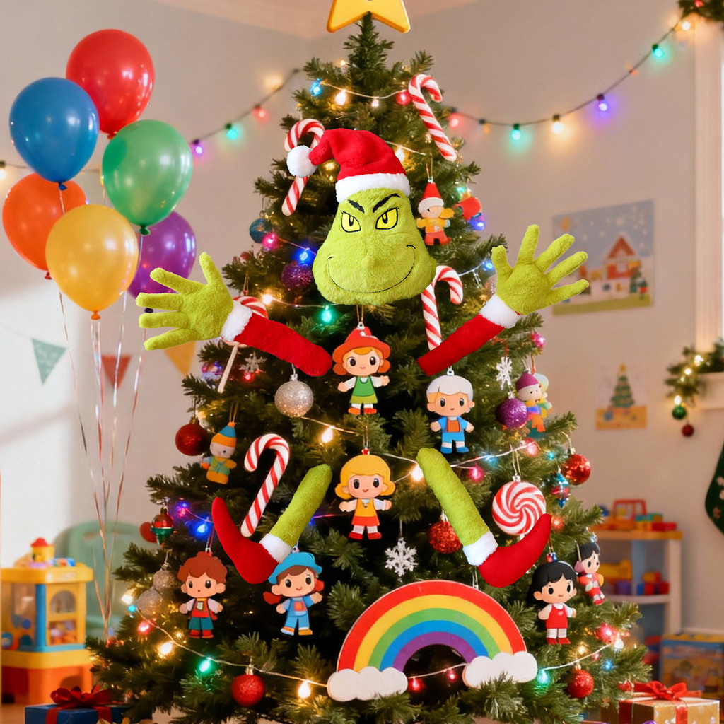 Grinch ตุ๊กตาคริสต์มาสตุ๊กตา Plush Finish สําหรับเทศกาลตกแต่งบ้านและของขวัญ