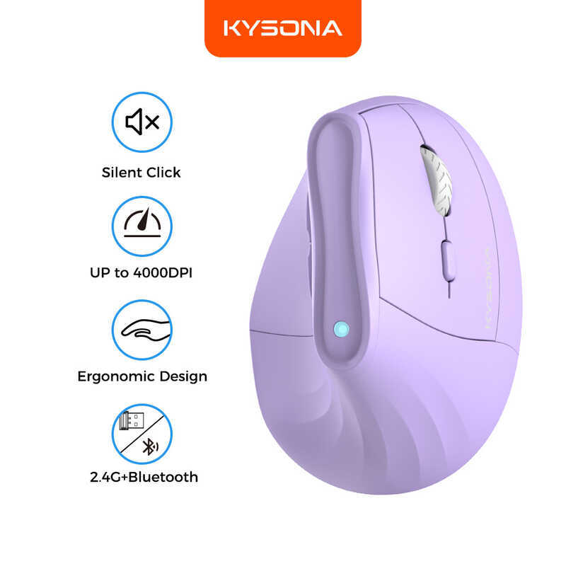 คัดสรรอย่างเข้มงวด KYSONA EM9 Ergonomic Vertical Mouse Keyboard เมาส์แนวตั้งสุขภาพ 40DPI