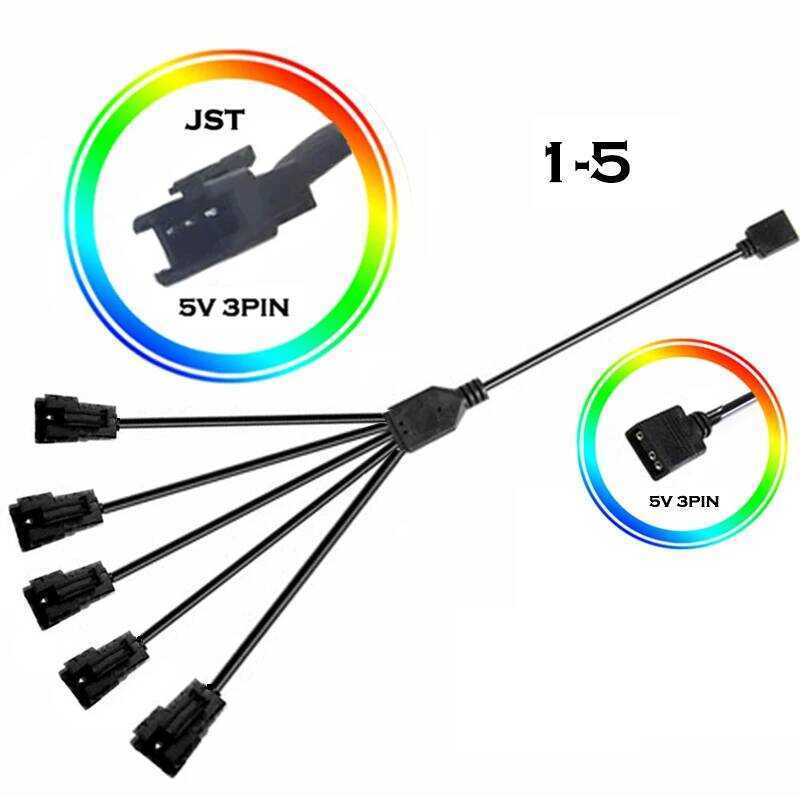M/B สายอะแดปเตอร์ AURA SYNC JST SM, ถ่ายโอนไปยัง 12V 4Pin RGB และ 5V 3Pin ARGB, สาย EL JST-3P SM3P S