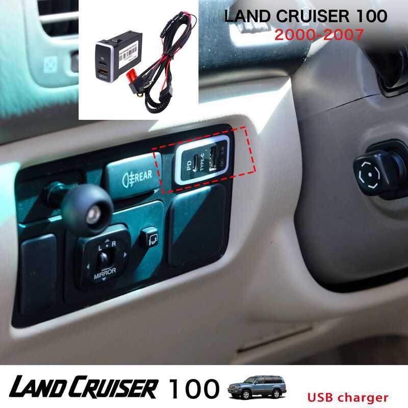 Toyota สำหรับ Land Cruiser LC100 USB QC3.0 PD ที่ชาร์จในรถยนต์ 5A ชาร์จเร็ว 2 พอร์ต 12-24V อะแดปเตอร