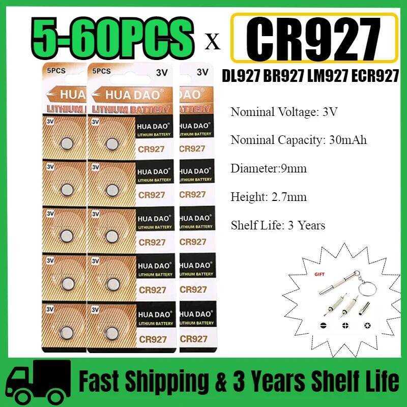 3V แบตเตอรี่ลิเธียม CR927 BR927 ECR927 LM927 5011LC KCL927 DL927 CR927-1W แบตเตอรี่เซลล์ปุ่มนาฬิกา -