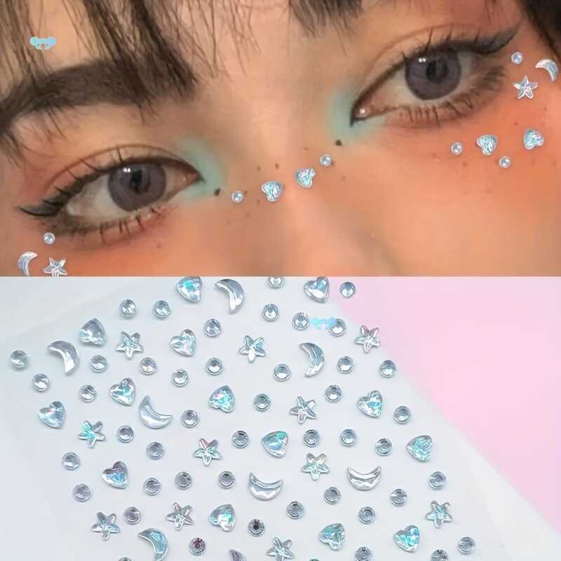 Shiny Moon Stars Hearts Tears Eye Makeup Face Decorative