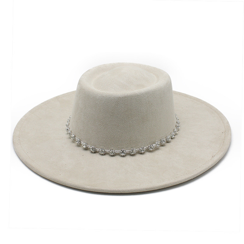 Suede Bump Top Flat Brim French High-End Top Hat Western Cowboy Hat Stage Jazz Hat