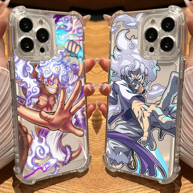 One Piece Sun God Nika Luffy GEAR 5thกรณีโปร่งใสสําหรับIphone 17 Pro 16E 11 12 1