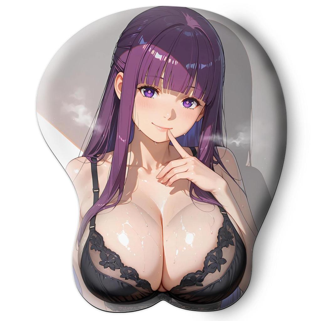 แผ่นรองเมาส์อนิเมะ 3D oppai พร้อมที่รองข้อมือซิลิโคน, รูปทรงตามหลักสรีรศาสตร์กันลื่น, Sousou no Frieren ตัวละครอนิเมะเฟิร์น #01