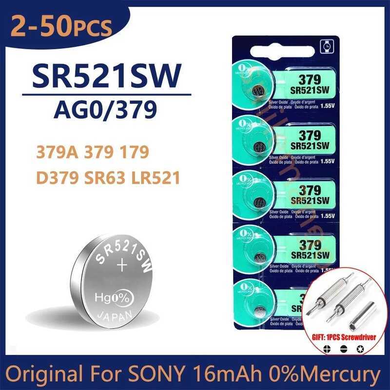 SONY แบตเตอรี่ปุ่ม LR521 AG0 SR521SW 379A 379 179 D379 SR63 1.5V อัลคาไลน์ สำหรับนาฬิกา