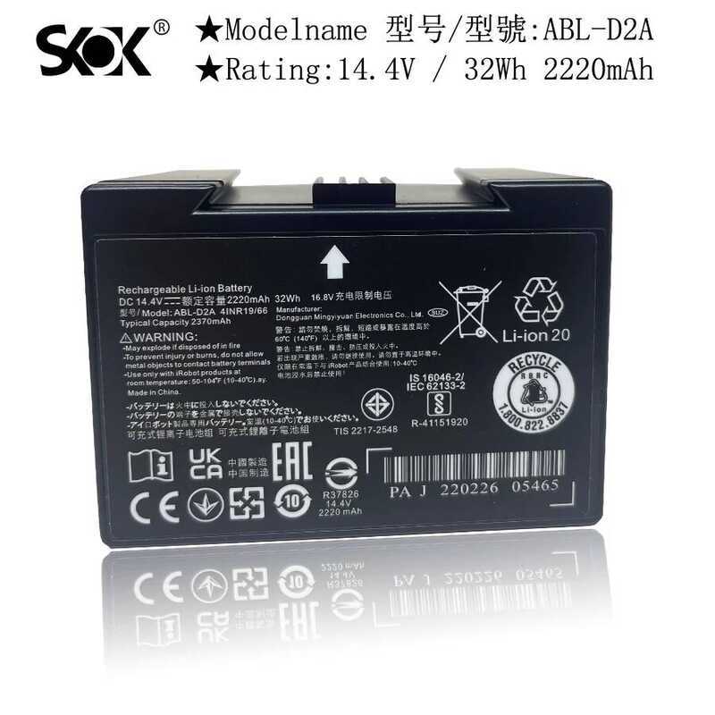 ABL-D2A แบตเตอรี่ 2220mAh 32Wh 14.4V สำหรับหุ่นยนต์ Roomba Combo j5 i5 j7+ j9+Series, i4 i4+ i4 Plus