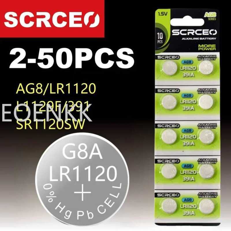 2-50 แบตเตอรี่นาฬิกา ชิ้น AG8 1.5V Li-ion แบตเตอรี่เซลล์แบบปุ่ม LR1120 391 SR1120 191 LR55 ของเล่น ร