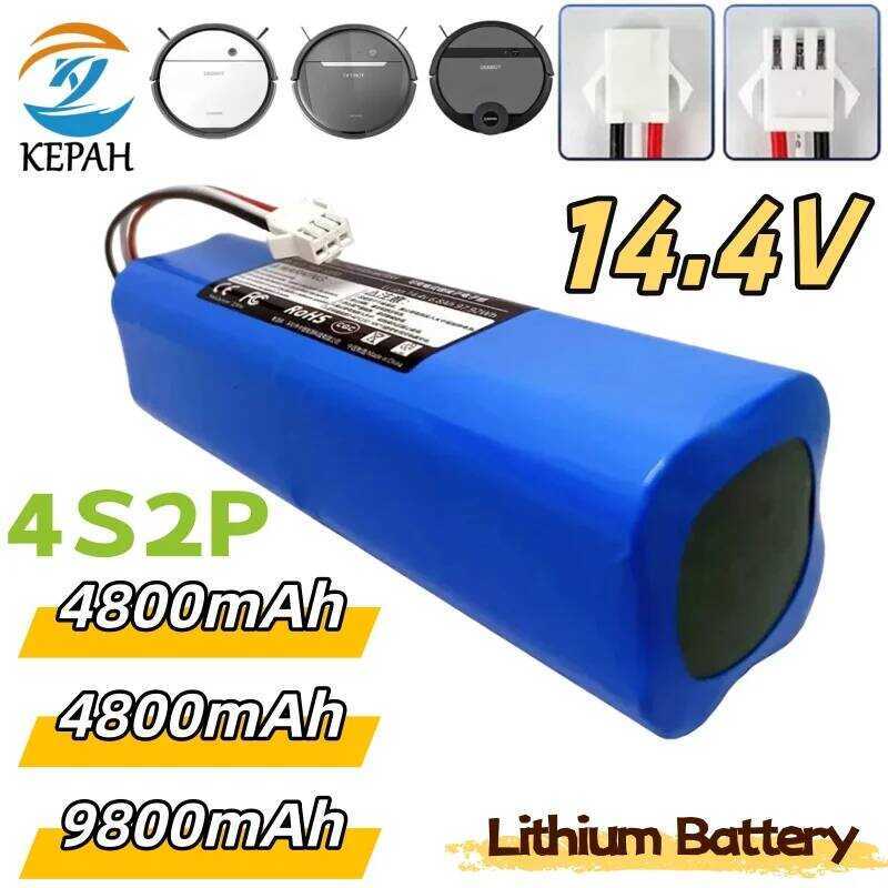 14.4V 4.8Ah-12.8Ah 4s2p อุปกรณ์เสริมเครื่องดูดฝุ่นหุ่นยนต์ แบตเตอรี่ลิเธียมไอออนแบบชาร์จใหม่สำหรับ L