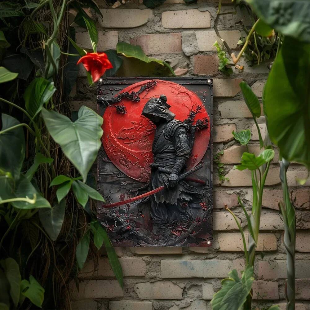 วินเทจญี่ปุ่นนินจาซามูไรผนังศิลปะโล่เข้าสู่ระบบโลหะแผ่นเหล็กภาพวาดพิมพ์ตกแต่งดีบุกเข้าสู่ระบบสวนตกแต่งบ้านป้าย - รูปที่ 4