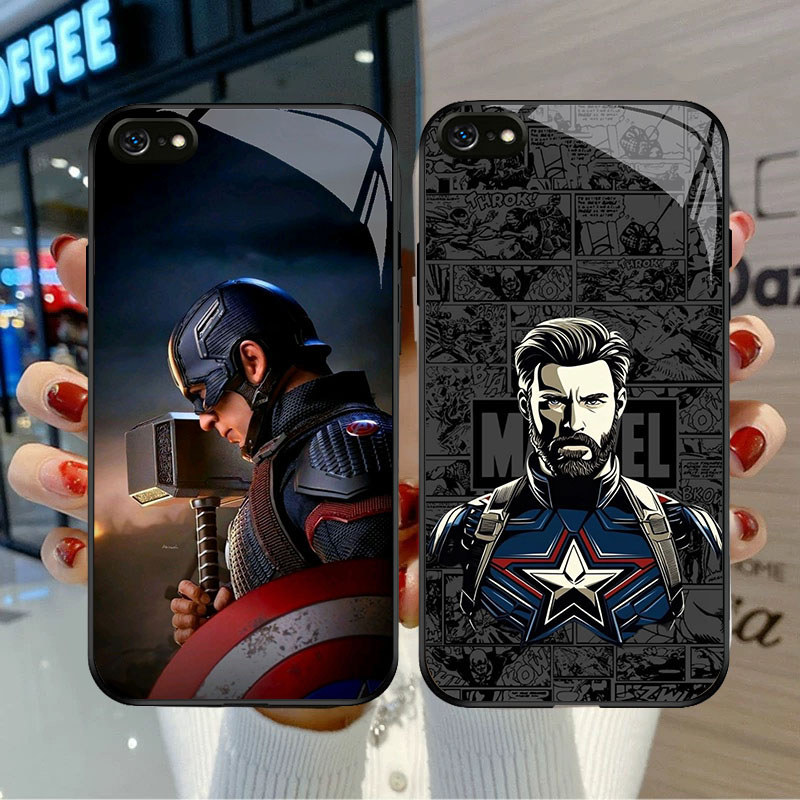 SD-29 Avengers Captain America HD Glass Casing สําหรับ iPhone 6 6S 7 8 Plus SE X XS XR Max