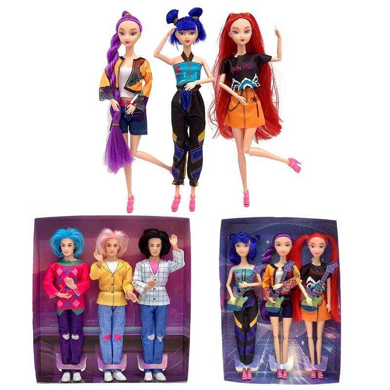 C 3Pcs Set K-Pop Demon Hunters Anime Kpop Girl Group Cartoon I Zoey Mira Vinyl Saja Boys Figures Mo