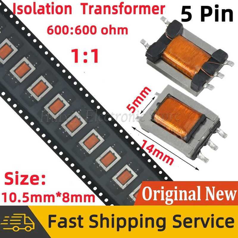 ชิ้น 5 SMD 5 พิน ED8 หม้อแปลงแยกเสียง Permalloy 1:1 2H 200Hz-20KHz 600:600 โอห์ม สัญญาณดิจิตอลพร้อมต