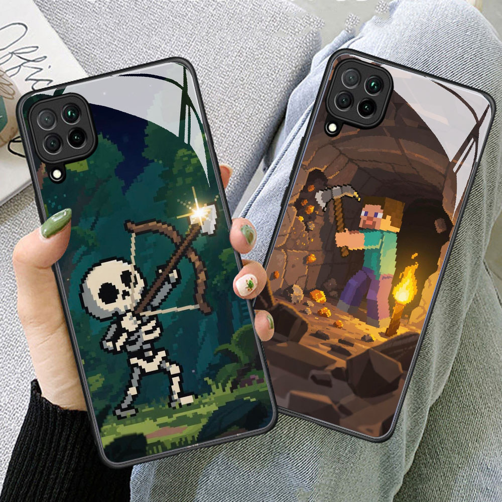 TS-76 Minecraft HD Glass Casing สําหรับ Samsung A12 M32 M12 A22 5G