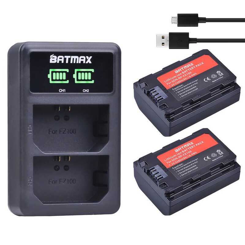 Batmax แบตเตอรี่ 2280mAh NP-FZ100 NPFZ100 NP FZ100 + เครื่องชาร์จ USB คู่ LED สำหรับ Sony NP-FZ100,